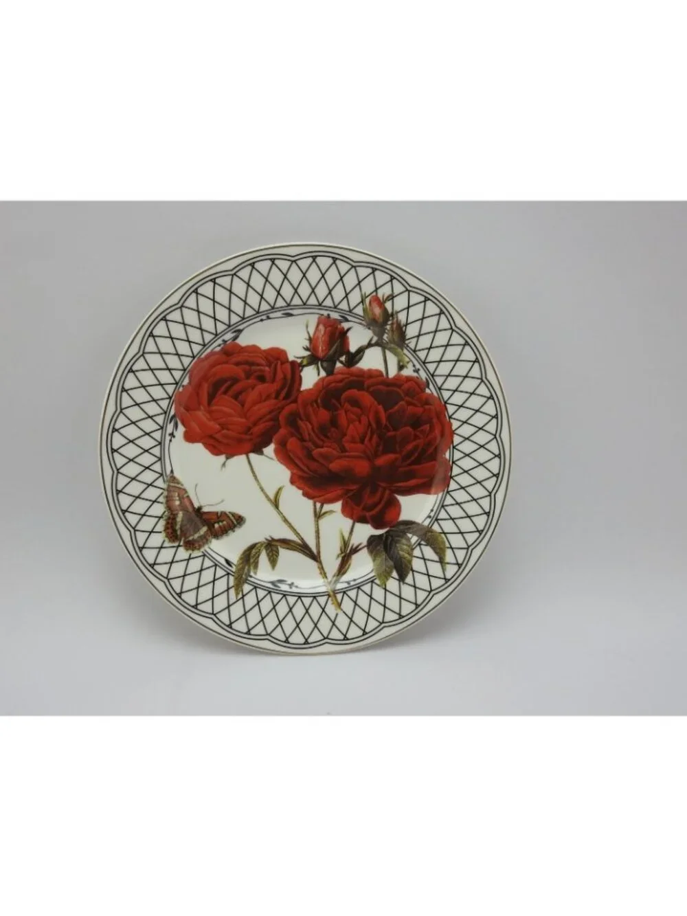 2 New Gothic Red Rose Butterfly Dinner Plates 8